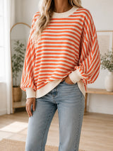 Orange Stripe Textured Top