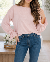 Pink Ruffle Loose Elegant Top Full Run RTS