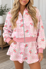 Pink Floral Athletic Skort Set