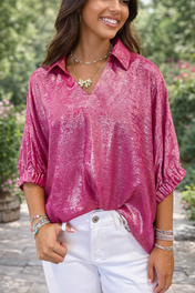 Metallic Collared Top *three colors*