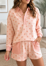 Pink Polka Dot Polo Set