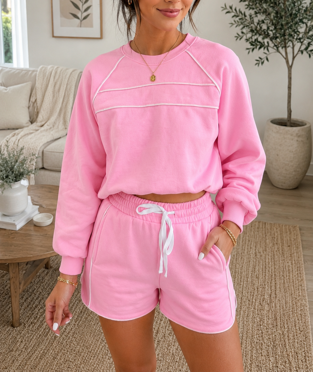 Pink Trim Elastic Set
