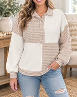 Plaid Patchwork Plus Blouse