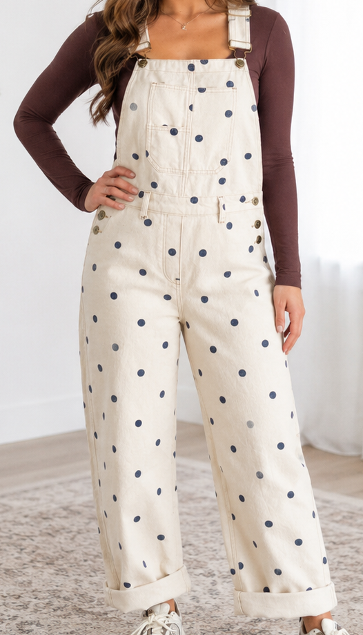 Polka Dot Barrel Overalls