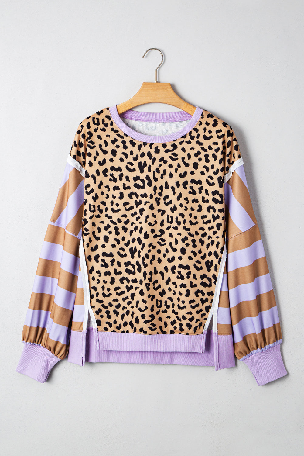 Stripe Leopard Pullover