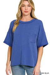 Raised- Rib Front Pocket Top Zenana RTS