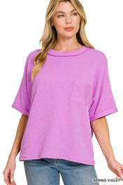 Raised- Rib Front Pocket Top Zenana RTS