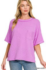 Raised- Rib Front Pocket Top Zenana RTS