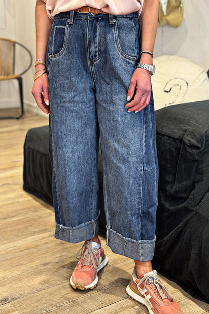 Raw Hem Wide Leg Loose Jeans August.
