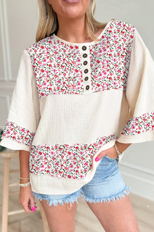 Floral Henley Blouse FB