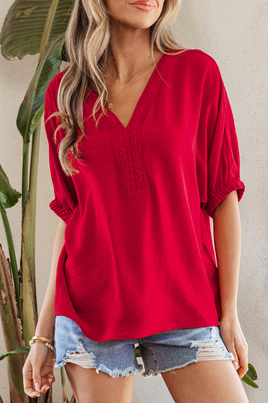 Red Braided Trim Blouse