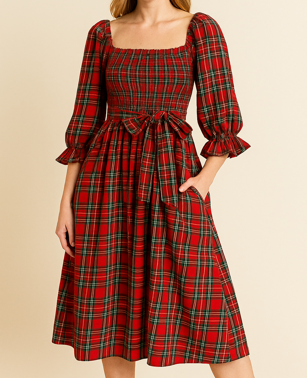 Plaid Knot Midi Dress *Multiple Colors* New RTS