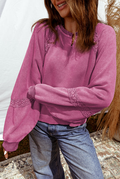 Lace Mineral Wash Baggy Sweatshirt New RTS