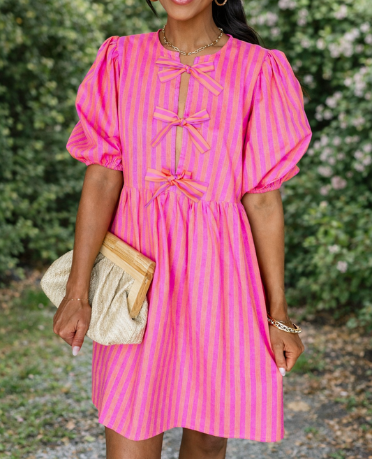 Rose Striped Mini Dress New RTS