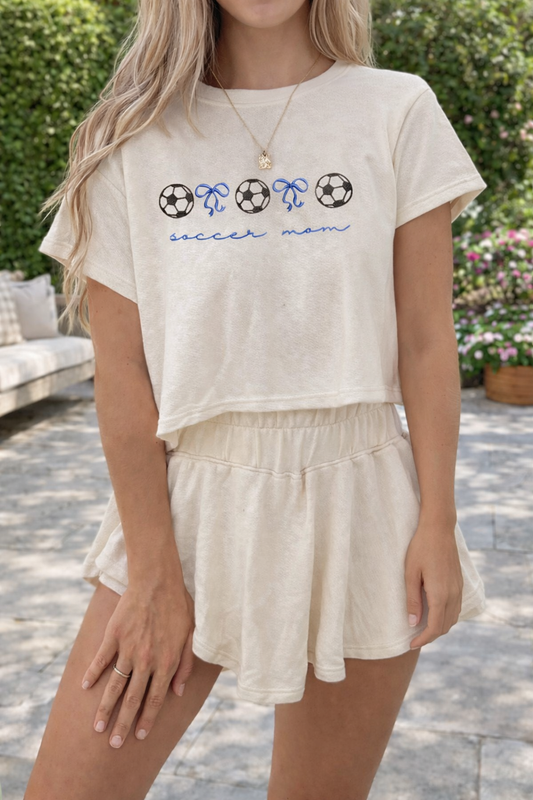 SOCCER MOM Bow Embroidered Set New RTS
