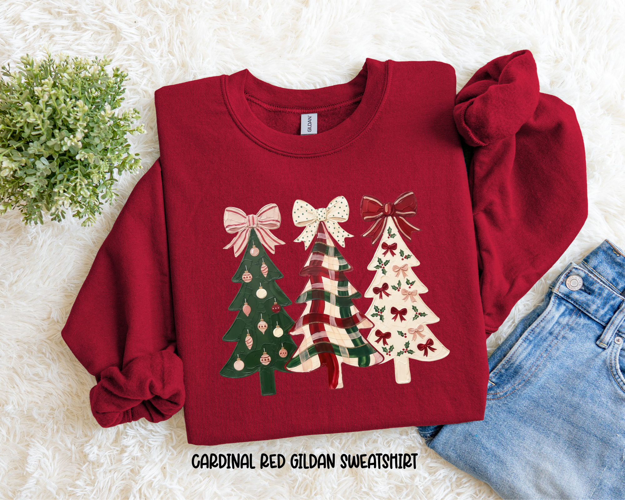 Multiprint Christmas Tree Trio Sweatshirt.
