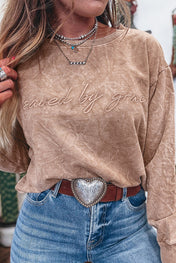 Saved by Grace Embroidery Sweatshirt