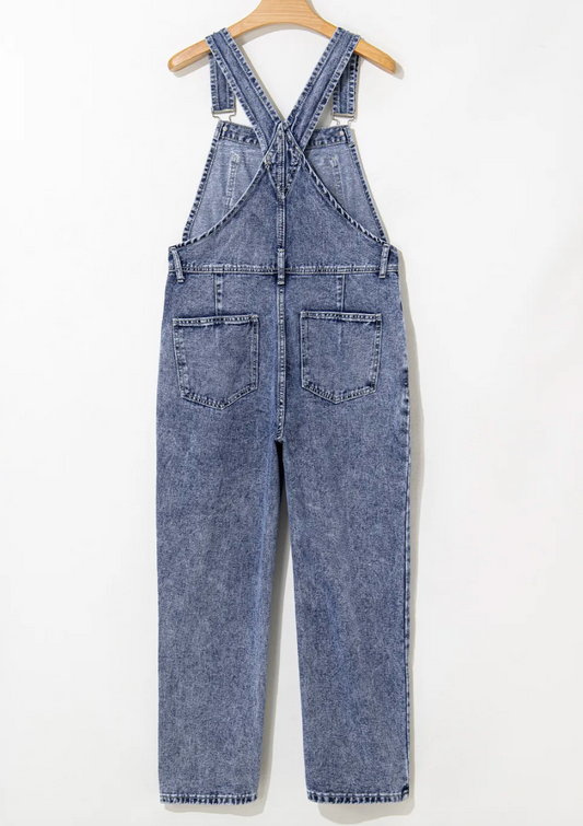 DENIM STRAIGHT LEG OVERALLS OOTD