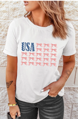 USA Flag Bow Knot Shirt RTS