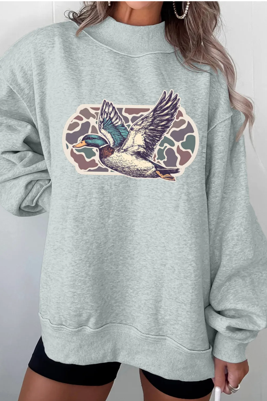 Gray Mallard Mock Neck Sweatshirt