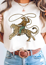 White Leopard Rodeo Graphic Shirt