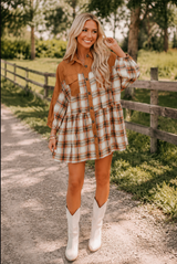 Khaki Plaid Tunic Dress New RTS