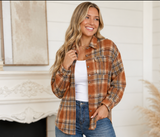 Brown Plaid Plus Size Shacket