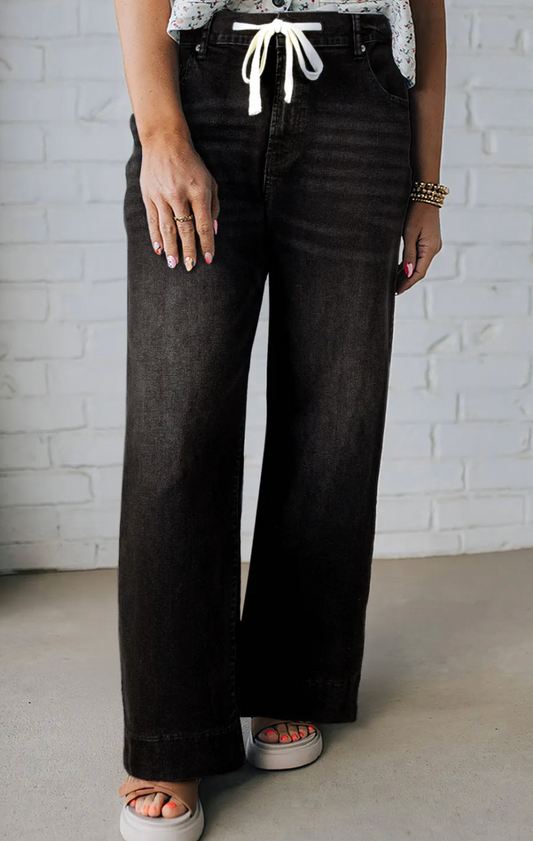 Acid Wash Plus Lace Up Jeans