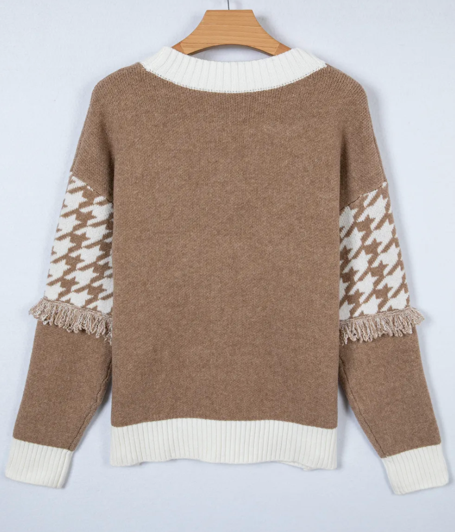 Houndstooth Raw Edge Cardigan