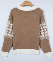 Houndstooth Raw Edge Cardigan