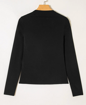 Black Boat Neck Long Sleeve Top