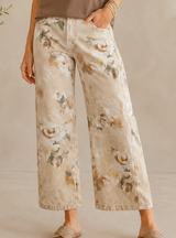 Khaki Floral Barrel Jeans
