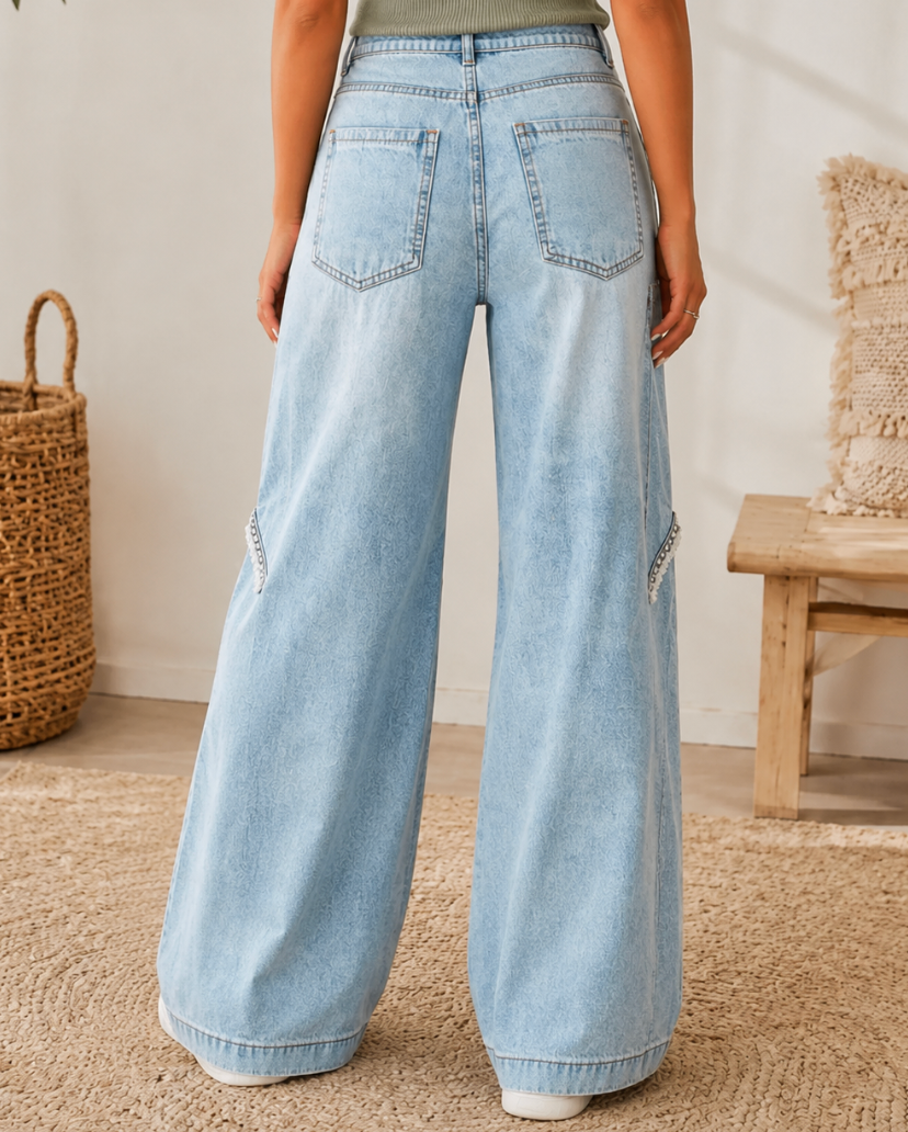 Studded Wide Leg Jeans
