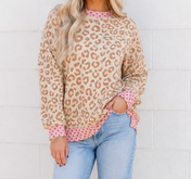 Polka Dot Trim Leopard Sweatshirt Full Run RTS