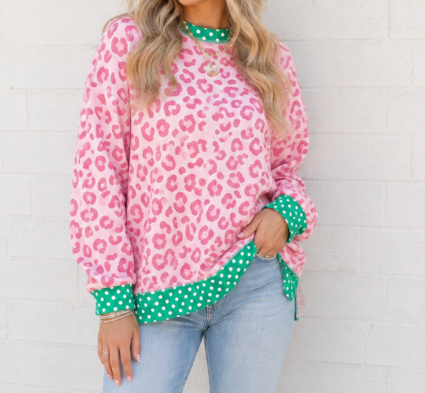 Leopard Polka Dot Long Sleeve Top *Multi Color*