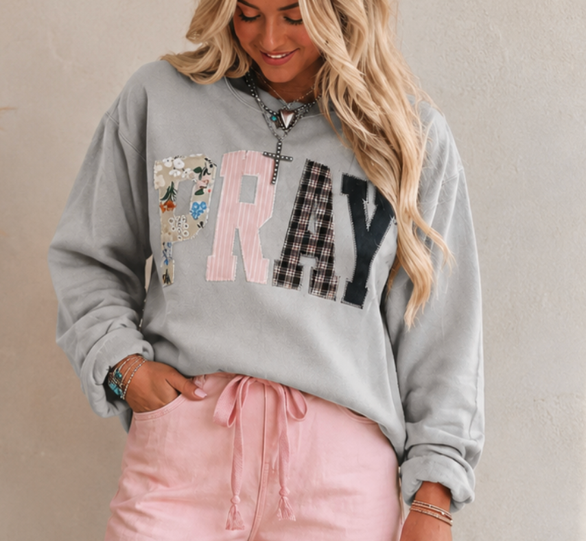 Gray Floral Pray Sweatshirt