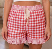 Red Gingham Ruffle Lace Shorties