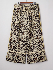 Khaki Exposed Seam Leopard Pants