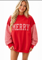 Gingham Plaid Oversized Pullover