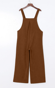Brown Corduroy Wide Leg Overalls