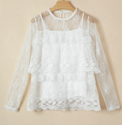 White Floral Lace Blouse 2pc