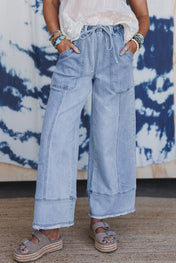 Seam-Detail Raw Hem Pants