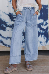 Seam-Detail Raw Hem Pants