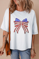 Sequin Patriotic Bow Oversized Top RTS