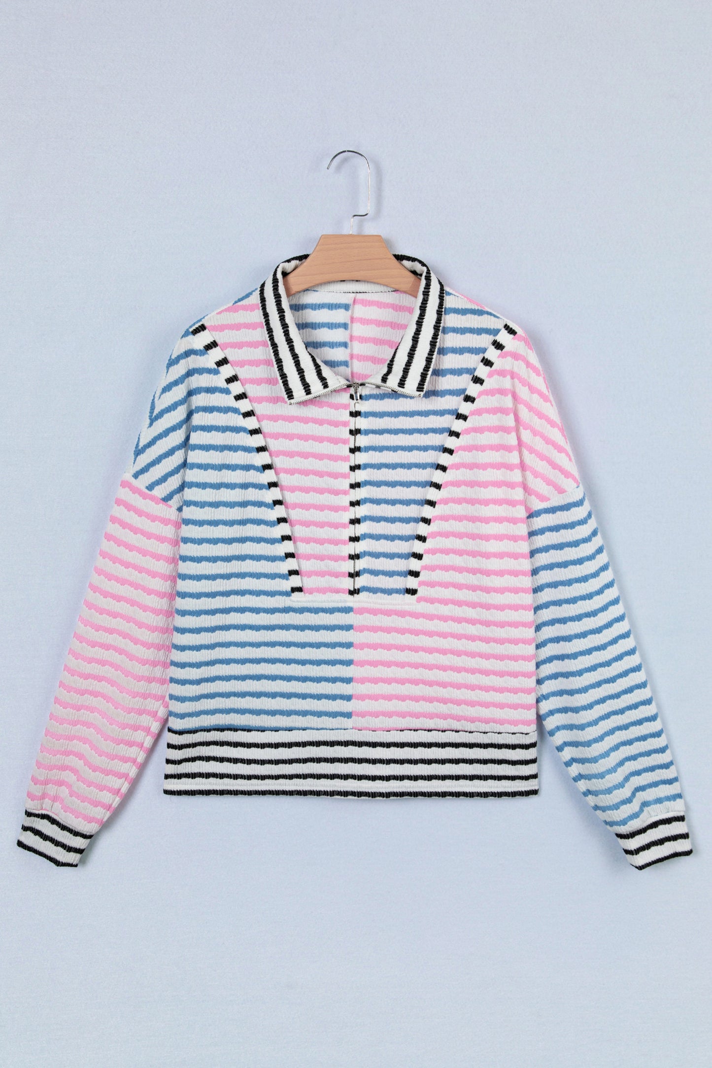 Striped Color Block Half Zip New RTS