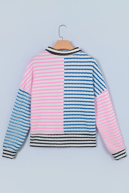 Striped Color Block Half Zip New RTS