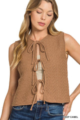 Tie Front Sweater Vest Zenana *multiple colors* RTS