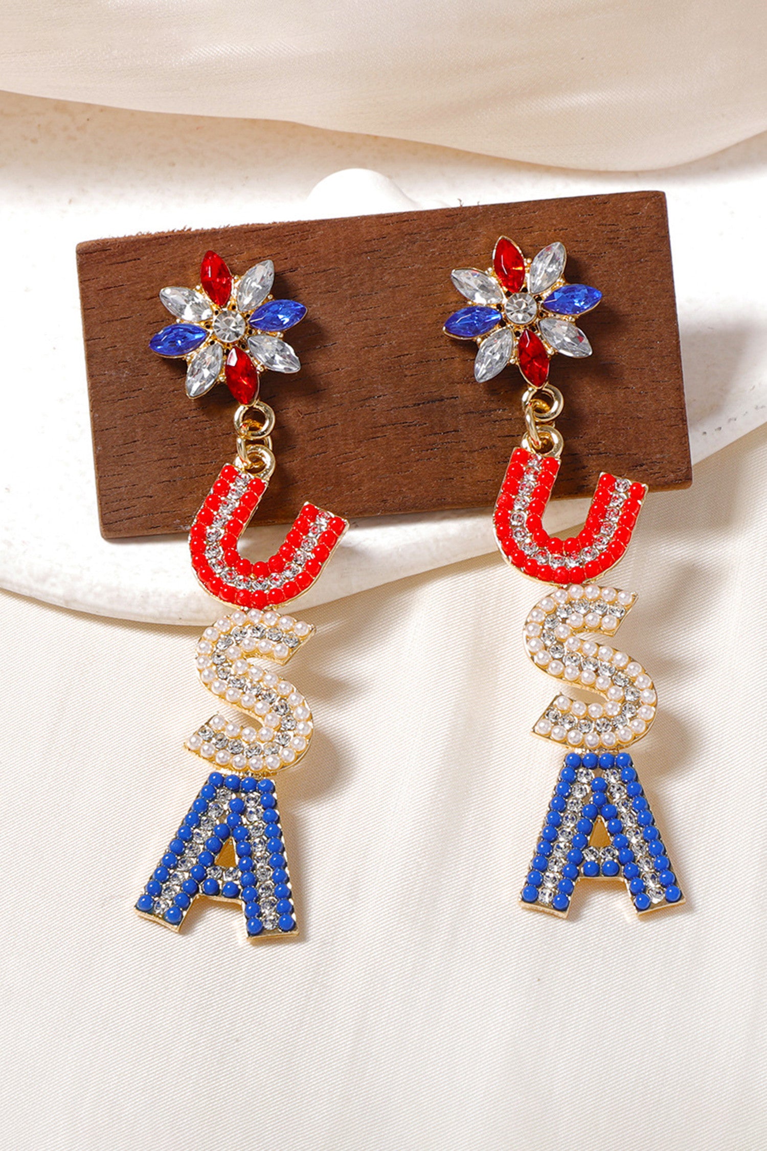 USA Rhinestone Earrings New RTS