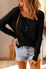 Waffle Knit Henley Top RTS