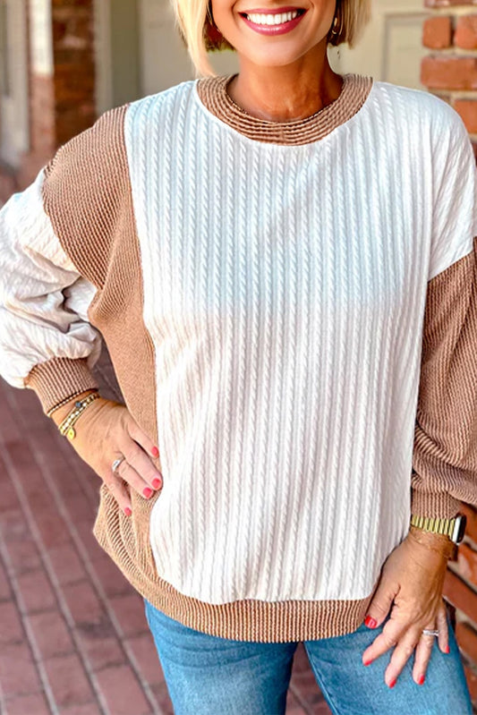 White Cable Knit Plus Size Top FB